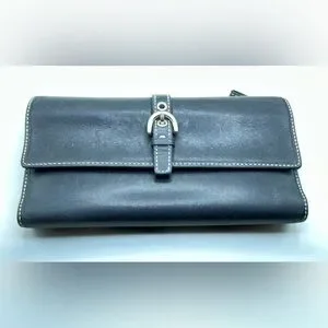 Vintage Y2K Coach navy leather wallet checkbook cover Coach Checkbook - Etsy main image 3